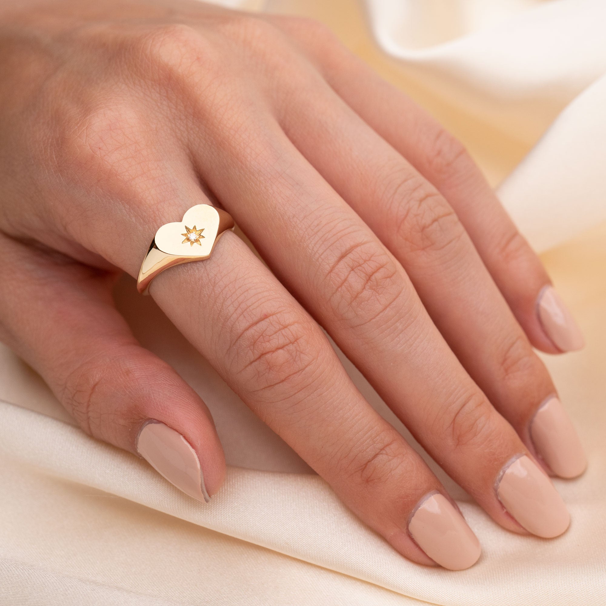 Diamond Heart Signet Ring - Fine Jewelry