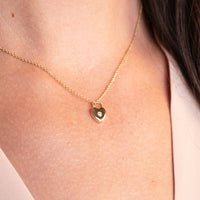 14k Diamond Padlock Heart Necklace
