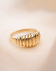 14k Gold Ribbed Dome Ring