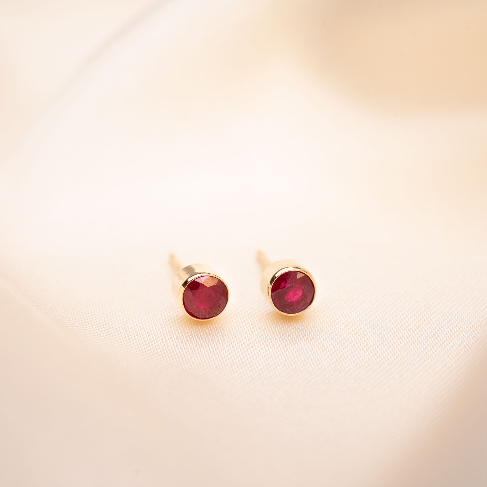 14k Ruby Bezel Studs