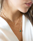 14k Emerald Tiered Bezel Necklace