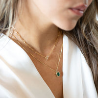 14k Emerald Tiered Bezel Necklace