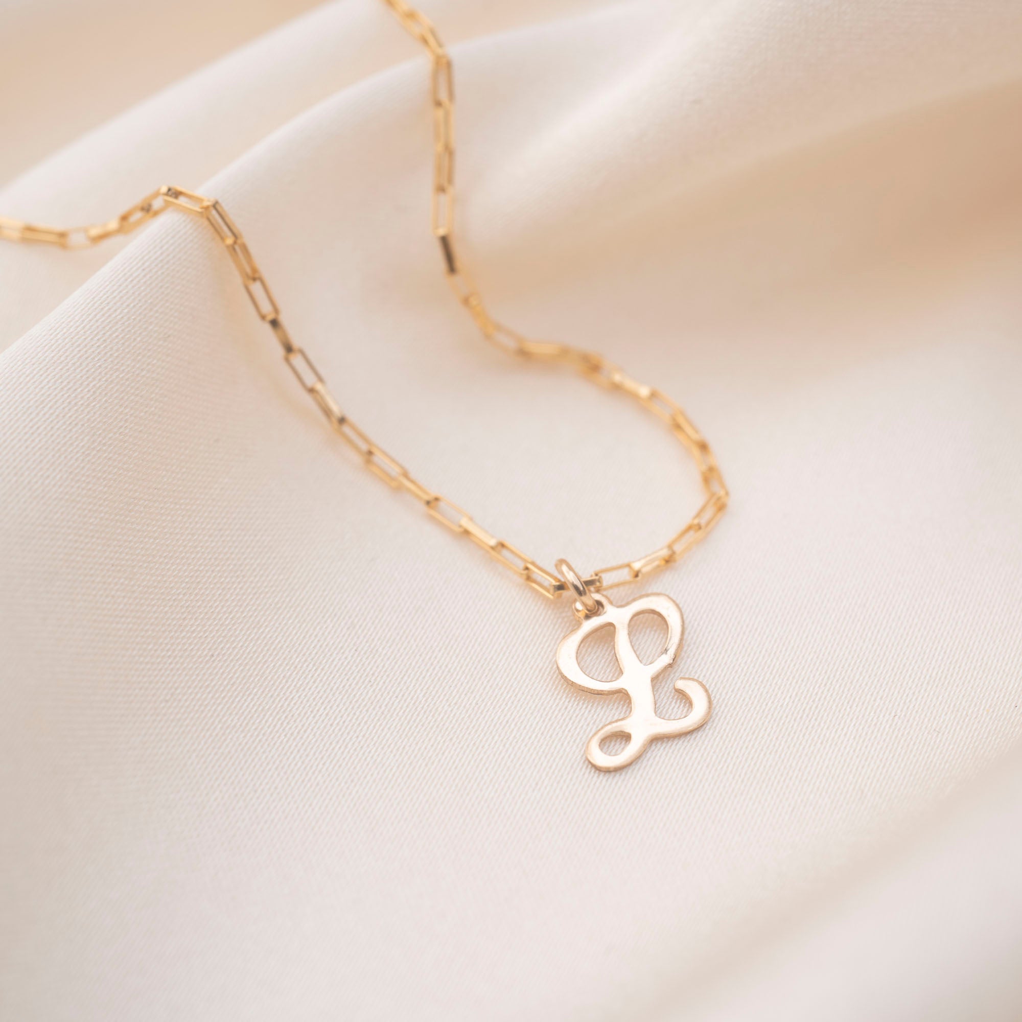 Gold Script Letter Necklace