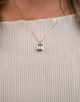 14k Emerald Cut Aquamarine Necklace