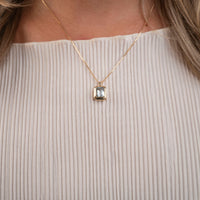 14k Emerald Cut Aquamarine Necklace