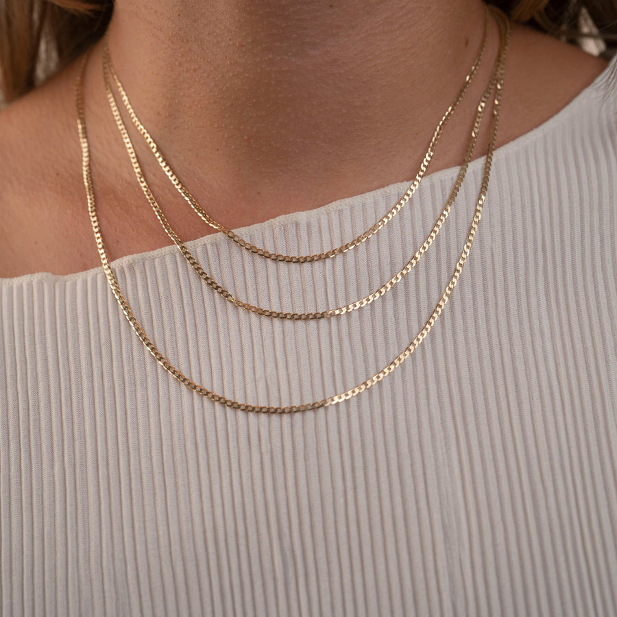 14k Thin Curb Link Necklace