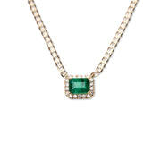 14k Emerald Halo Necklace .25 CTW