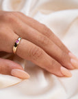 14k Thin Pink Sapphire Dome Ring