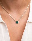 14k Emerald Halo Necklace .25 CTW