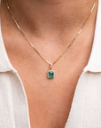 14k Emerald Diamond Necklace