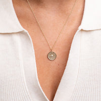 14k Beaded Circle Diamond Necklace