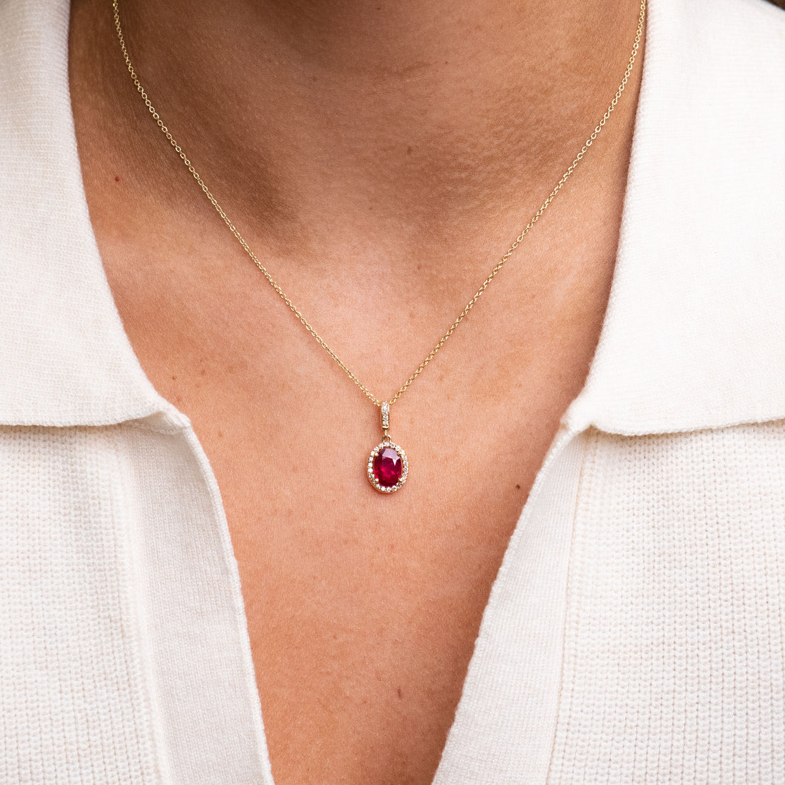 Ruby Diamond Pendant Necklace 9ct Gold Chain 6ct Ruby – Antique Jewellery  Online