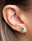 14k Emerald Halo Studs .16 CTW