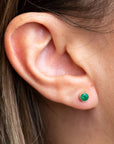 14k Medium Emerald Bezel Studs