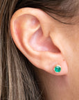 14k Emerald Bezel Studs