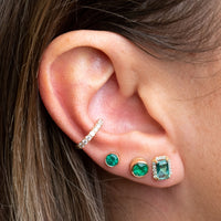 14k Emerald Halo Studs .16 CTW