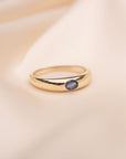 14k Thin Blue Sapphire Dome Ring