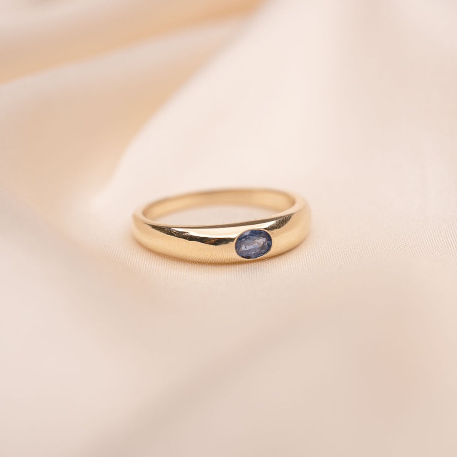 14k Thin Blue Sapphire Dome Ring