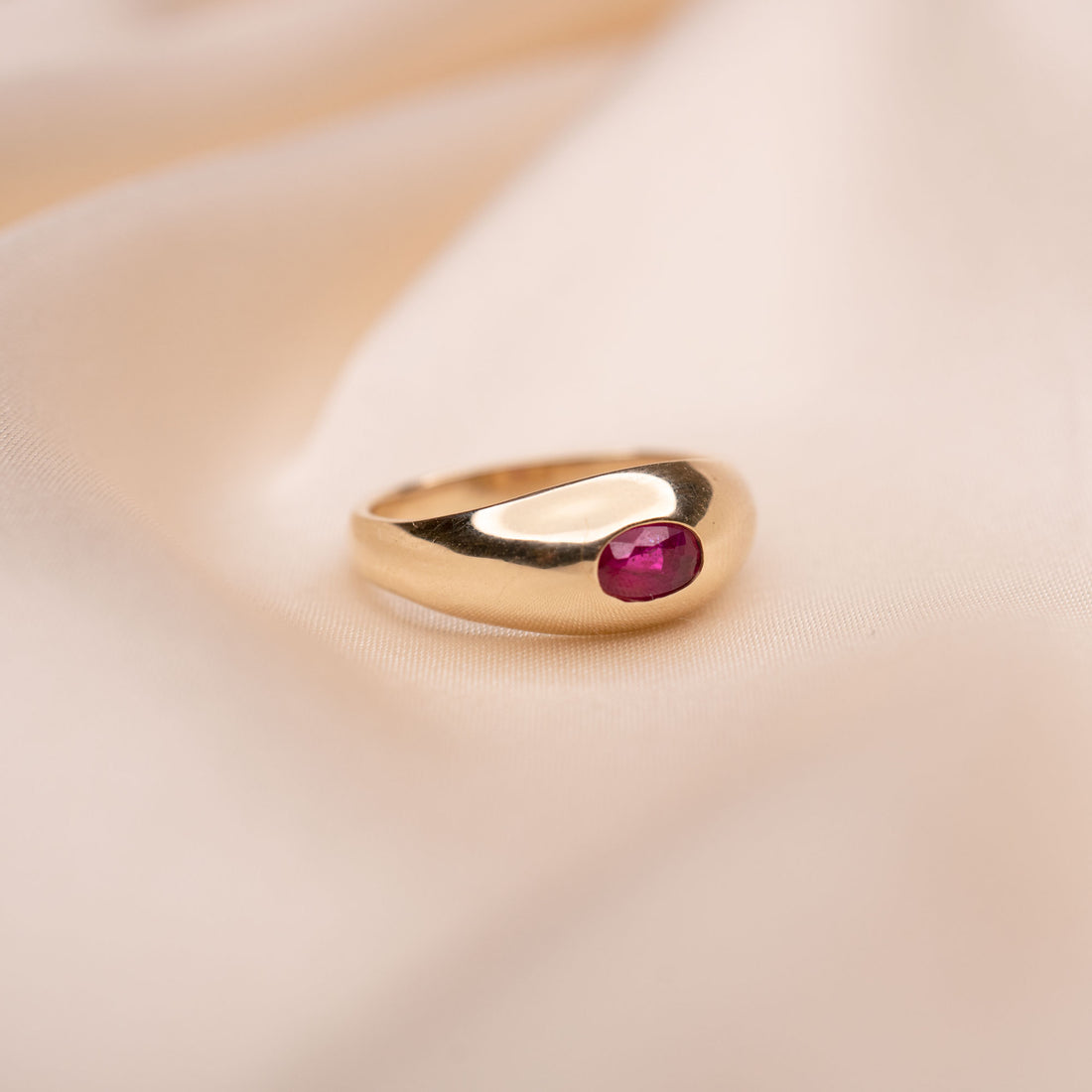 14k Oval Ruby Dome Ring