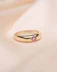 14k Thin Pink Sapphire Dome Ring