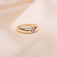 14k Thin Pink Sapphire Dome Ring