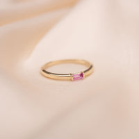 14k Pink Sapphire Baguette Ring