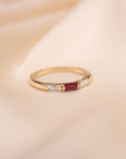 14k Ruby and Diamond Baguette Ring