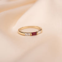 14k Ruby and Diamond Baguette Ring