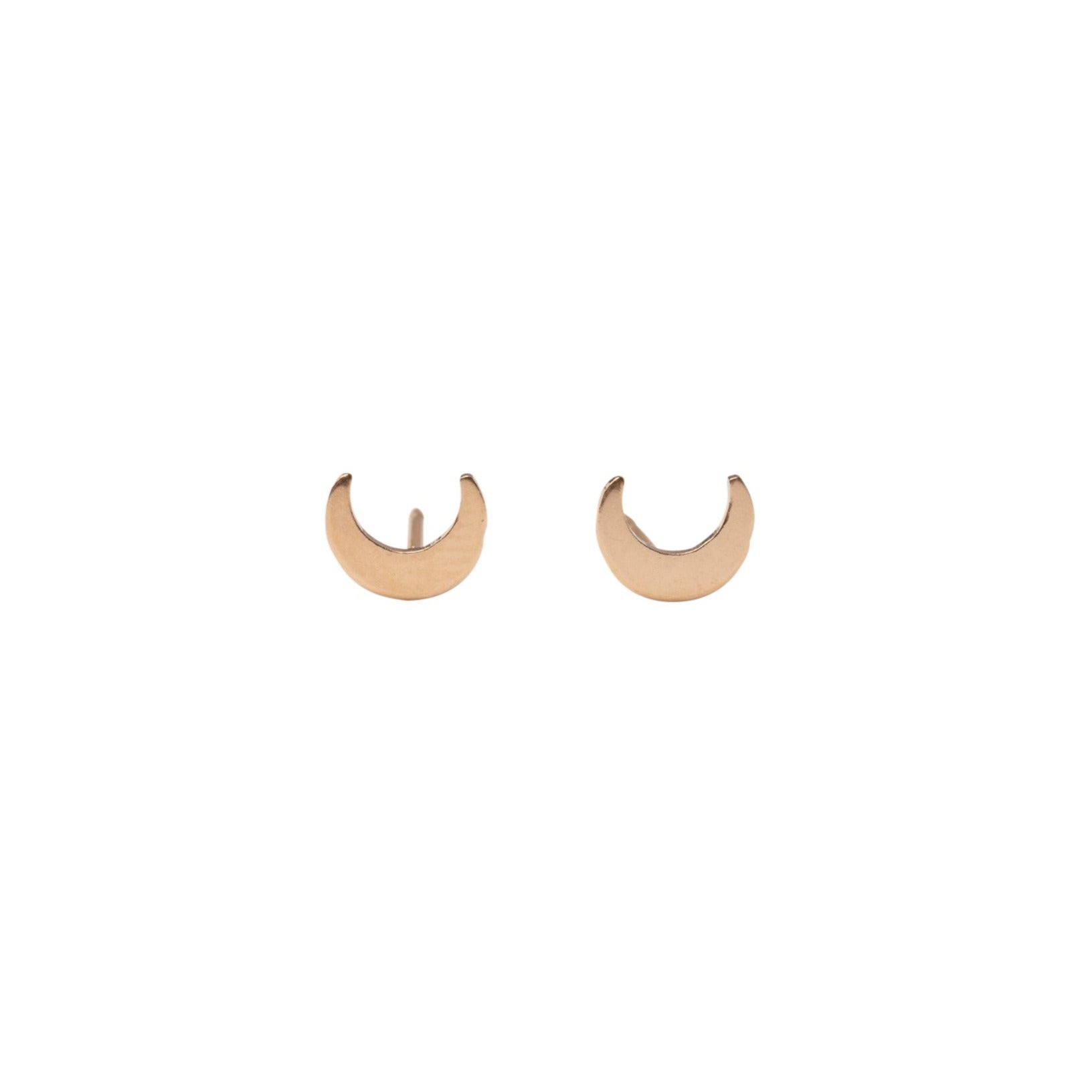 Gold Crescent Moon Studs