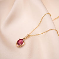 14k Oval Ruby Necklace