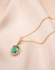 14k Oval Emerald Necklace