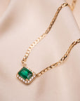 14k Emerald Halo Necklace .25 CTW