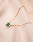 14k Emerald Bezel Necklace