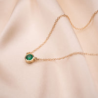 14k Emerald Bezel Necklace