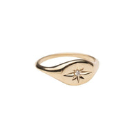 14k Gold Starburst Signet Ring