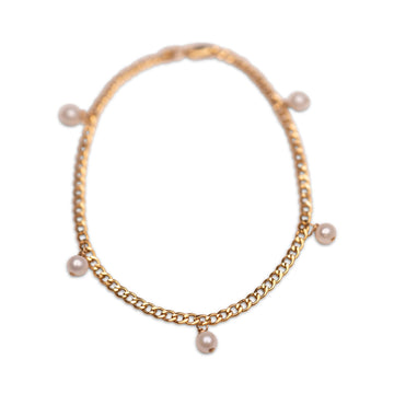 Gold Cleo Pearl Anklet