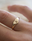 14k Gold Heart Signet Ring