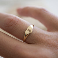 14k Gold Heart Signet Ring