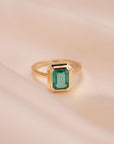 14k Emerald Tiered Bezel Ring