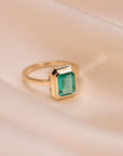 14k Emerald Tiered Bezel Ring