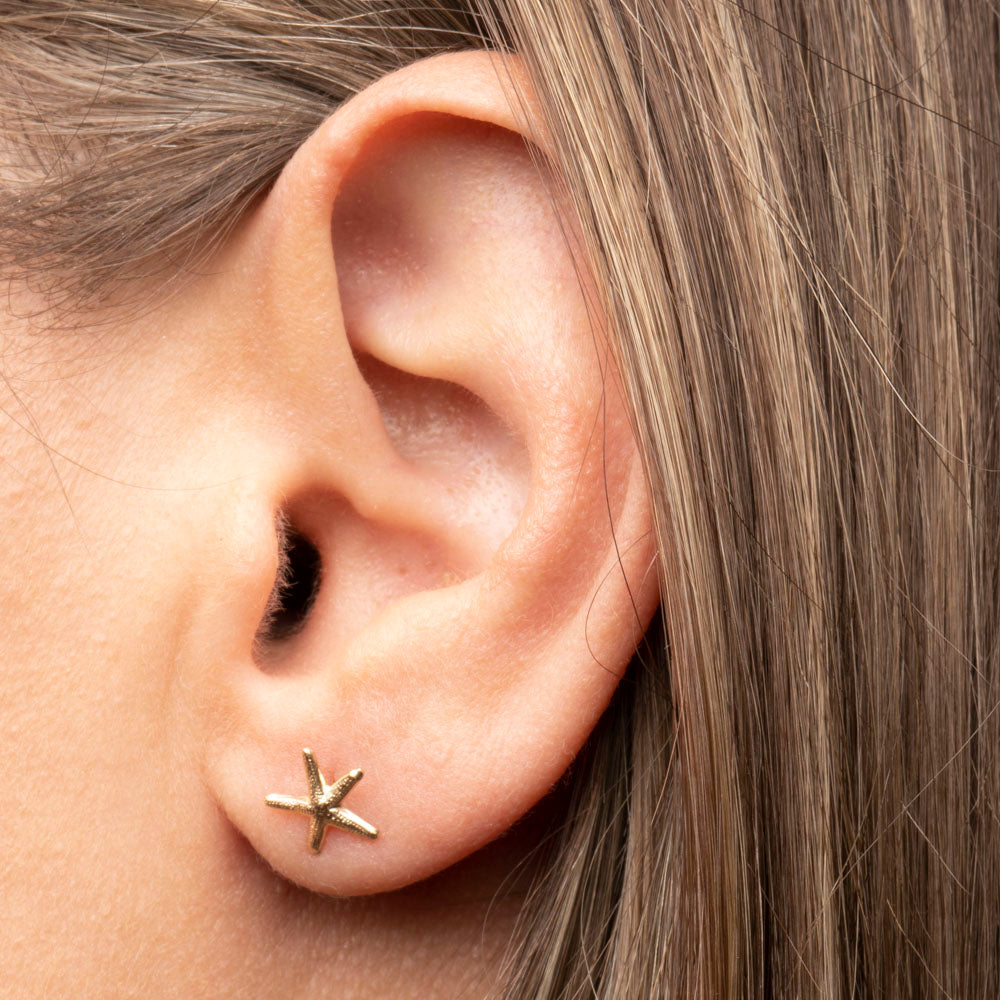 Gold Starfish Stud Earrings