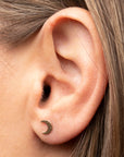 Gold Crescent Moon Studs