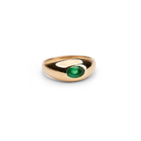 14k Oval Emerald Dome Ring