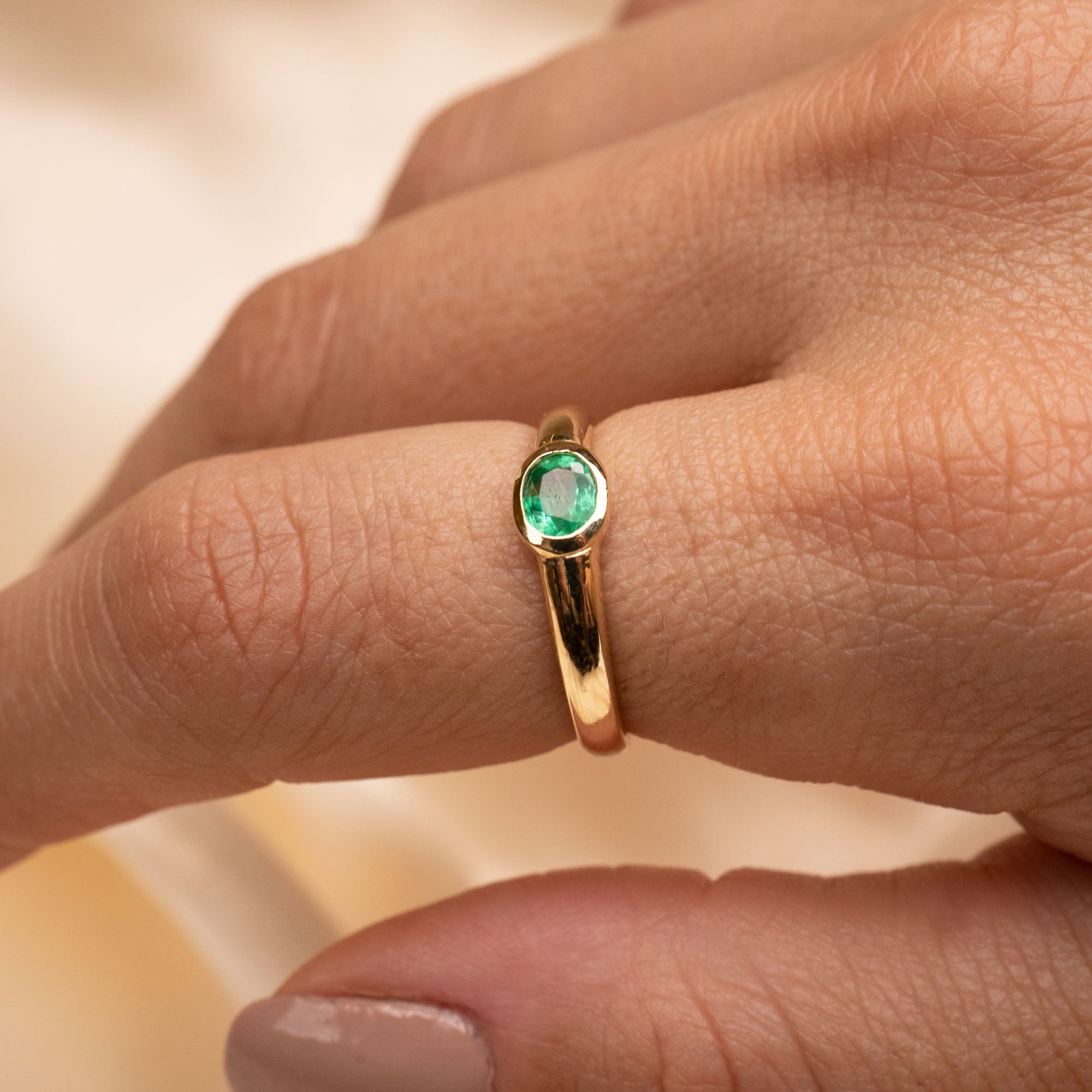 14k Emerald Bezel Ring