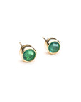 14k Emerald Bezel Studs