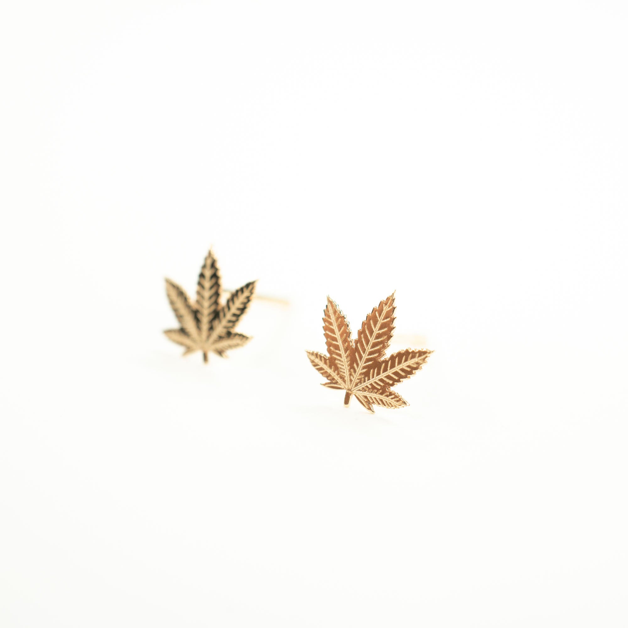 14k Gold Cannabis Studs