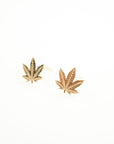 14k Gold Cannabis Studs