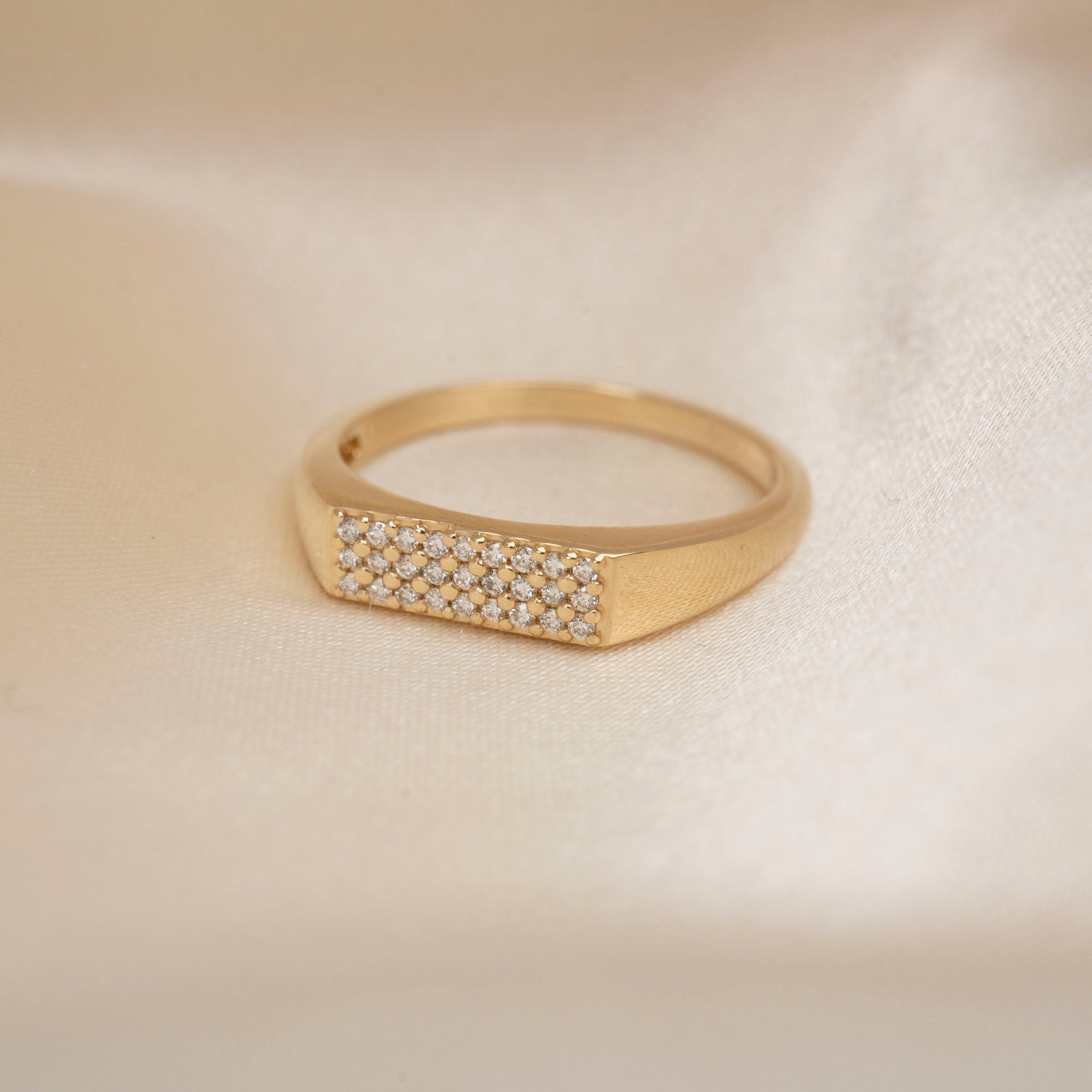 14k Pave Signet Ring