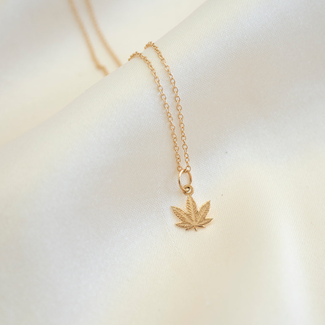 14k Gold Cannabis Necklace