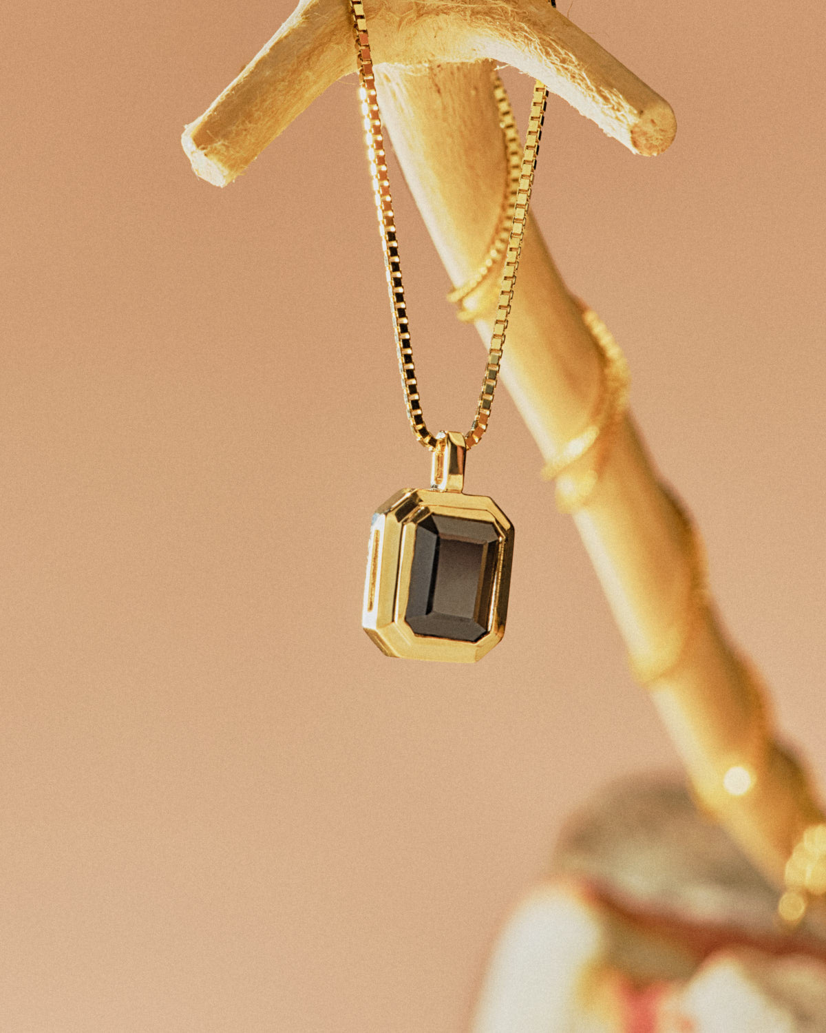 Black Onyx Tiered Bezel Necklace